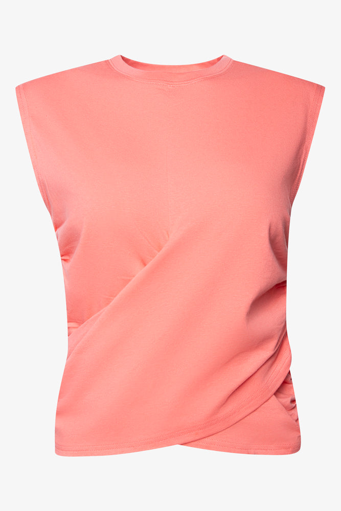 Women's Luxury Garments Wrap Sleeveless Top Orange