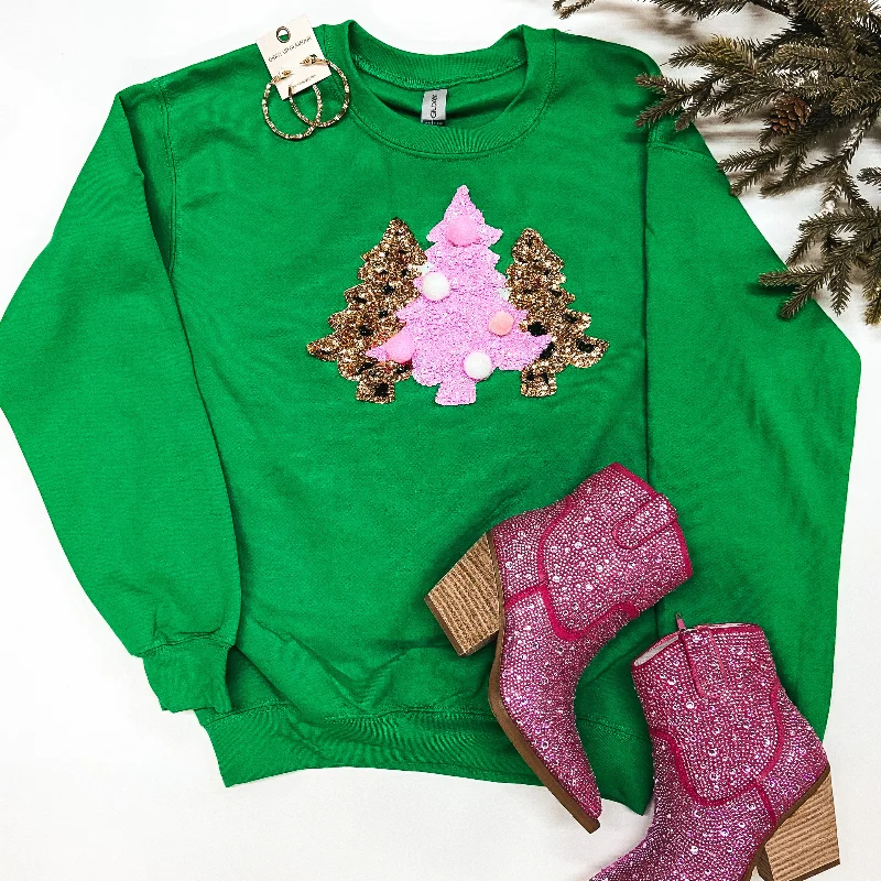 Women's Tops And Clothing All I Want For Christmas Sequin Christmas Tree Graphic Sweatshirt in Green