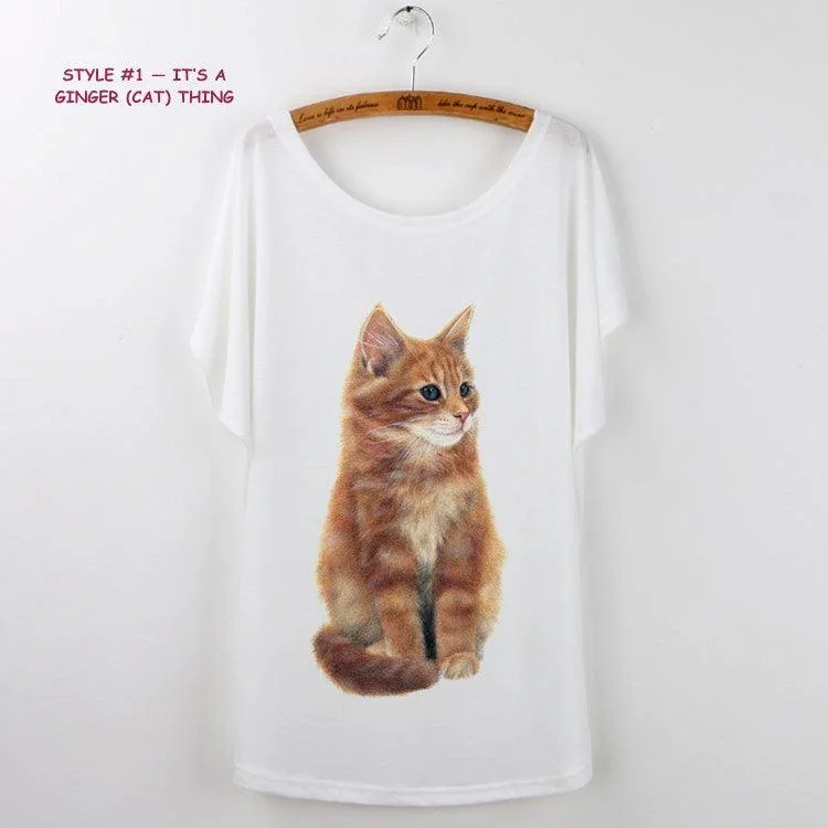 Women's Comfortable Apparel PURR..FECT CAT BATWING T-SHIRT