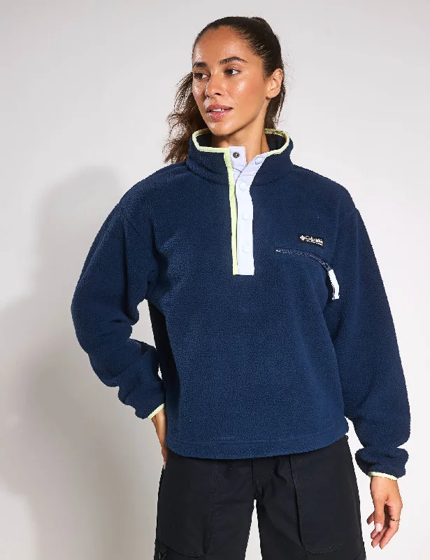 Women's Trendy Clothing Helvetia II Cropped Sherpa Half Snap Fleece - Collegiate Navy