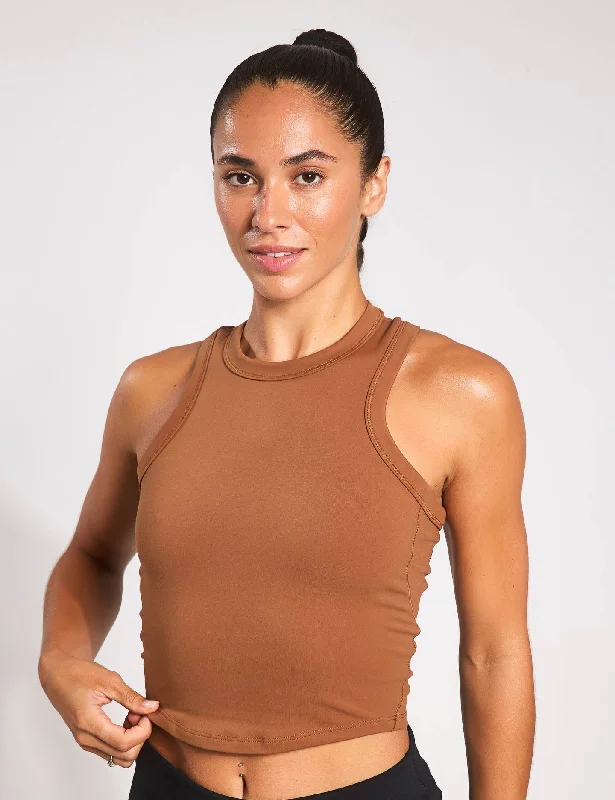 Women's Professional Outfit One Fitted Dri-FIT Cropped Tank Top - Light British Tan/Black